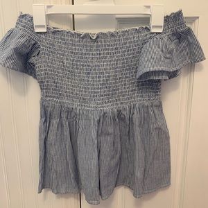 American Eagle smocked peplum top